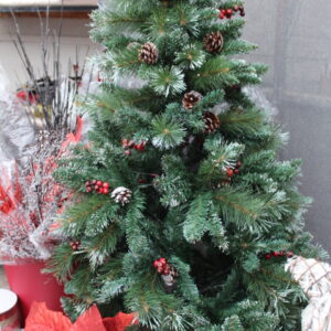 1 sapin artificiel avec baies 6 pieds